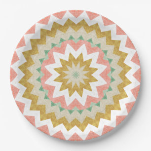 Geometrisches Sternenexplosions-Boho-Mandala-Muste Pappteller