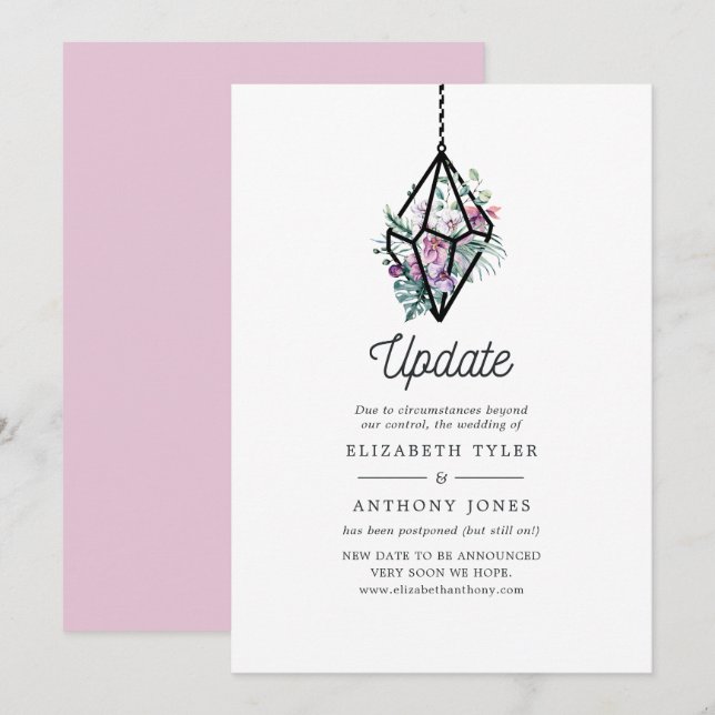 Geometrisches Terrarium Pastel Floral Wedding Upda Einladung (Vorne/Hinten)