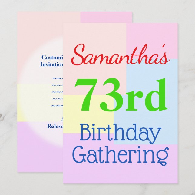 Geometrisches Thema "Ansammlung 73. Geburtstag" Einladung (Vorne/Hinten)