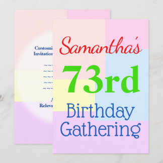 Geometrisches Thema "Ansammlung 73. Geburtstag" Einladung