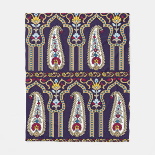 Geometrisches, traditionelles Paisleymuster mit Ra Fleecedecke