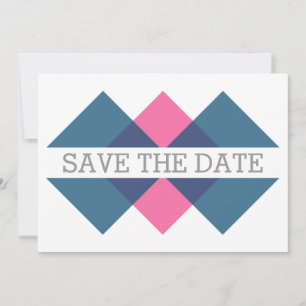 Geometrisches Triad in Blaupink Save the Date einl