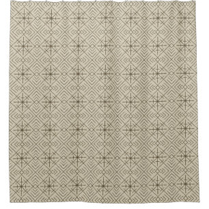 Geometrisches Tribal-Diamantmuster, braun auf Beig Duschvorhang