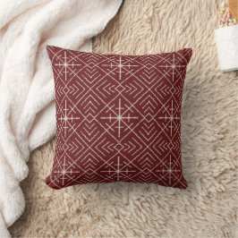 Geometrisches Tribal Mud Tuch Muster Cream Burgund Kissen