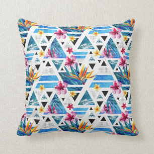 Geometrisches tropisches Blumen-Muster Kissen