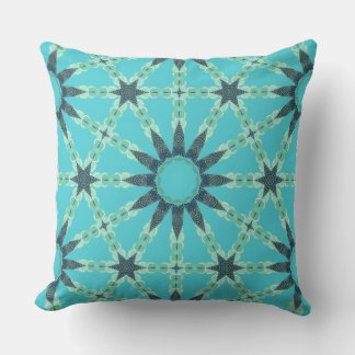Geometrisches Türkis-Blau-Sonnenstrahl-Kissen Kissen