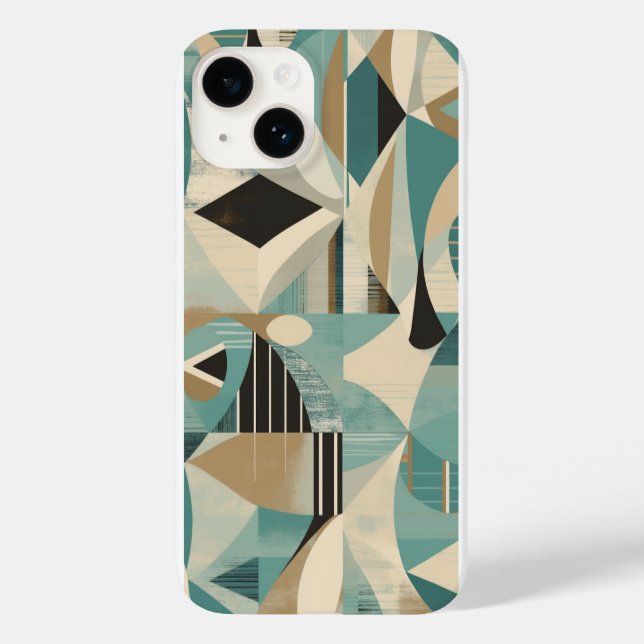 Geometrisches Türkis Mittelalter-Modernes Muster Case-Mate iPhone 14 Hülle (Rückseite)