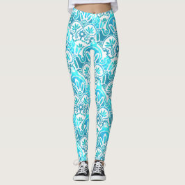 Geometrisches Türkis und aquamarine Leggings