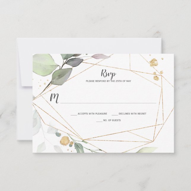 Geometrisches UAWG für die Blätter "Meadow Green"  RSVP Karte (Vorderseite)