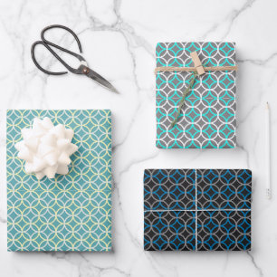 Geometrisches Überschneidkreismuster Geschenkpapier Set