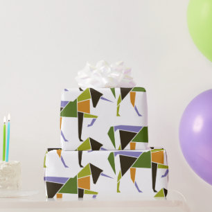 Geometrisches Unicorn Modernes Abstraktes Tangram Geschenkpapier
