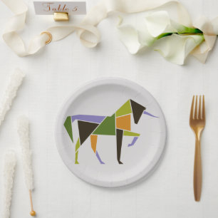 Geometrisches Unicorn Modernes Abstraktes Tangram  Pappteller