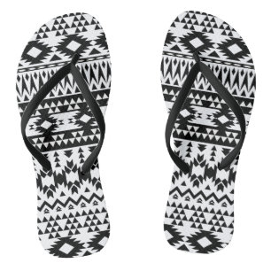 geometrisches Vektormuster Schwarz/Weiß Flip Flops
