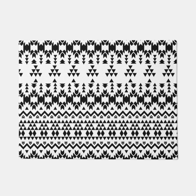 geometrisches Vektormuster Schwarz/Weiß Fußmatte (Vorderseite)