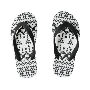 geometrisches Vektormuster Schwarz/Weiß Kinderbadesandalen