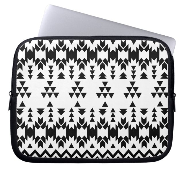 geometrisches Vektormuster Schwarz/Weiß Laptopschutzhülle (Vorderseite)