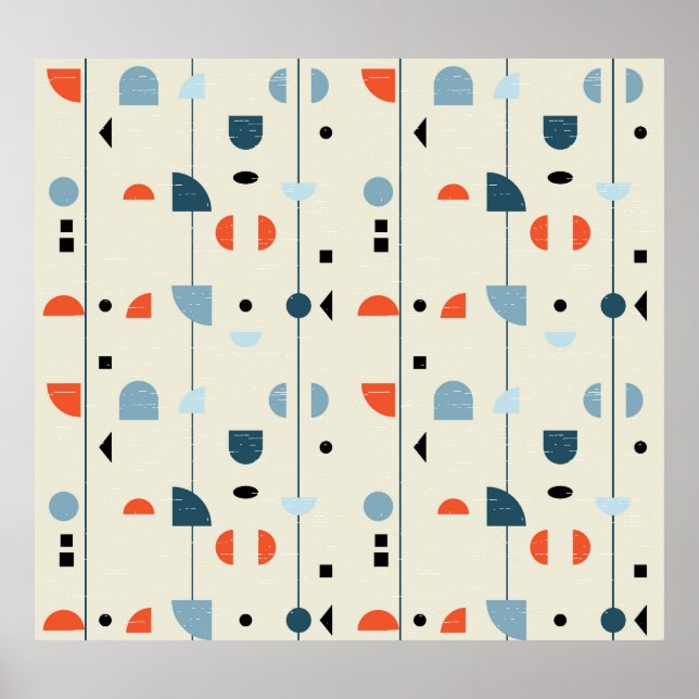 Geometrisches Vintag: nahtloses Muster Mitte des J Poster (Vorne)