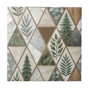 Geometrisches Wald-Kiefer- und Marmorblatt-Fliesen Fliese