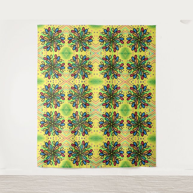 GEOMETRISCHES WASSERDROPS-PATTER WANDTEPPICH (Vorderseite)