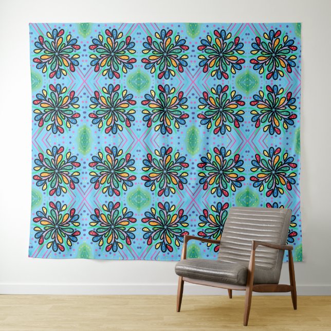 GEOMETRISCHES WASSERDROPS-PATTER WANDTEPPICH (Beispiel (Horizontal))