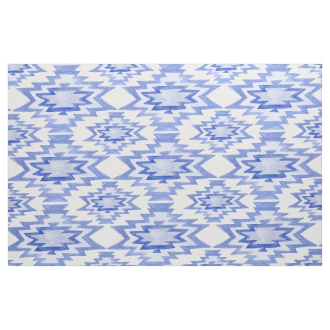 Geometrisches Wasserfarbenblau-Muster Stoff (Yard (91,4 cm))