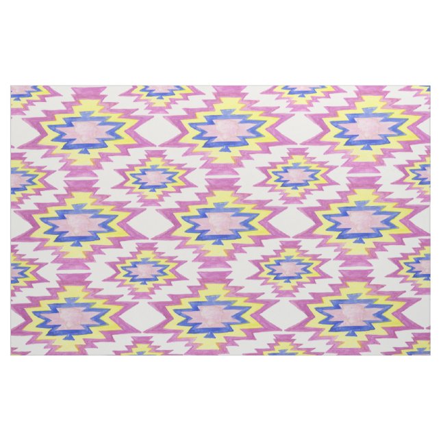 Geometrisches Wasserfarbenmuster Boho Gelb-Rosa Mu Stoff (Yard (91,4 cm))