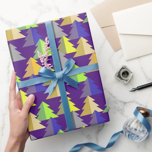 Geometrisches Weihnachtsbaum-Aquamarines Umschlagp Geschenkpapier (Schenken)