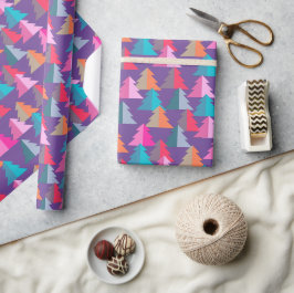 Geometrisches Weihnachtsbaum-Lila Umschlagpapier Geschenkpapier