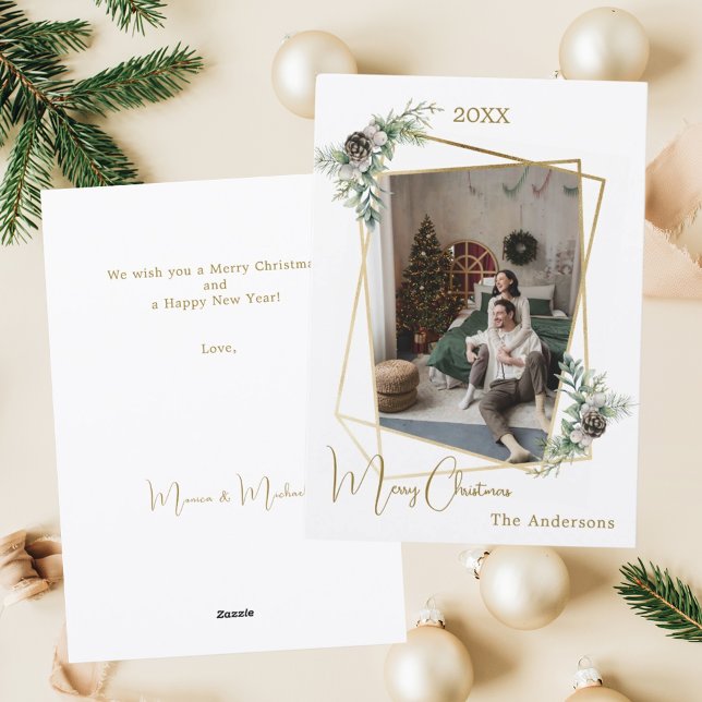 geometrisches Weihnachtsgold Moderne Foto Feiertagskarte (Von Creator hochgeladen)