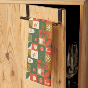 Geometrisches Weihnachtsmuster - Nahtloses Weihnac Geschirrtuch