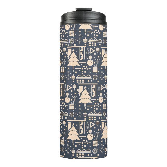 Geometrisches Weihnachtsmuster Thermosbecher (Vorderseite)
