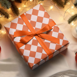 Geometrisches Weihnachtspapier mit rosa Orange Squ Geschenkpapier