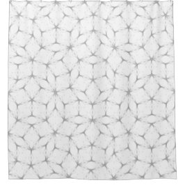 Geometrisches Weiß- und Silbermuster Duschvorhang