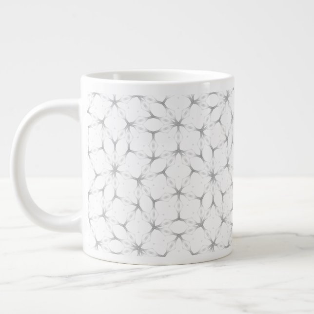 Geometrisches Weiß- und Silbermuster Jumbo-Tasse (Links)