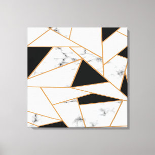 Geometrisches weißes Marmor in Gold Leinwanddruck