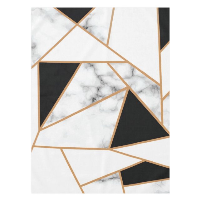 Geometrisches weißes Marmor in Gold Tischdecke (Vorderseite)