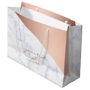 Geometrisches weißes MarmorRosengold des elegante Große Geschenktüte