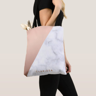 Geometrisches weißes MarmorRosengold des elegante Tasche