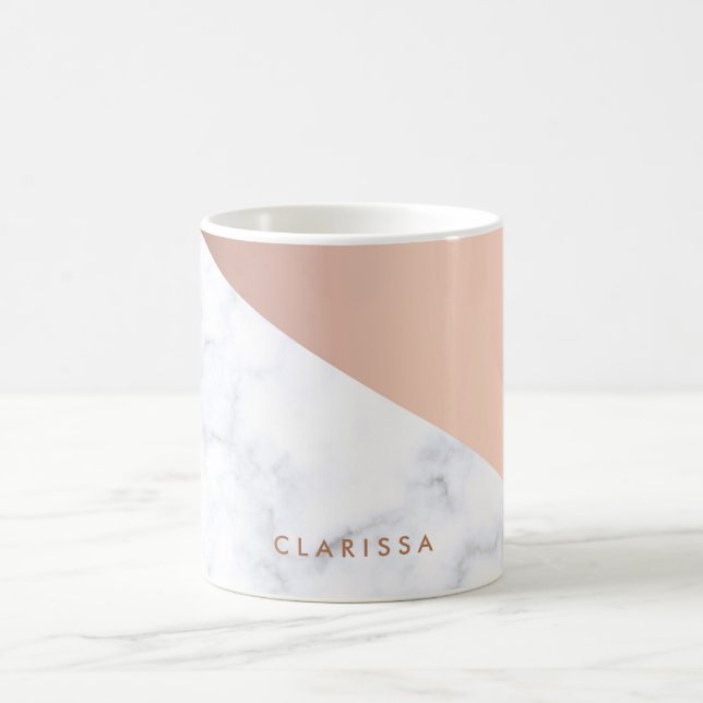 Geometrisches weißes MarmorRosengold des eleganten Kaffeetasse (Mittel)
