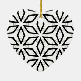 Geometrisches weißes Schwarz-Silber-Muster Keramik Ornament