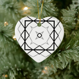 Geometrisches weißes Schwarz-Silber-Muster Keramik Ornament
