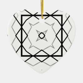 Geometrisches weißes Schwarz-Silber-Muster Keramik Ornament