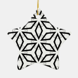 Geometrisches weißes Schwarz-Silber-Muster Keramik Ornament