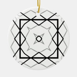 Geometrisches weißes Schwarz-Silber-Muster Keramik Ornament