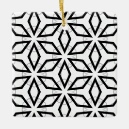 Geometrisches weißes Schwarz-Silber-Muster Keramikornament
