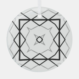 Geometrisches weißes Schwarz-Silber-Muster Ornament Aus Glas
