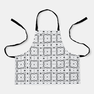 Geometrisches weißes Schwarz-Silber-Muster Schürze