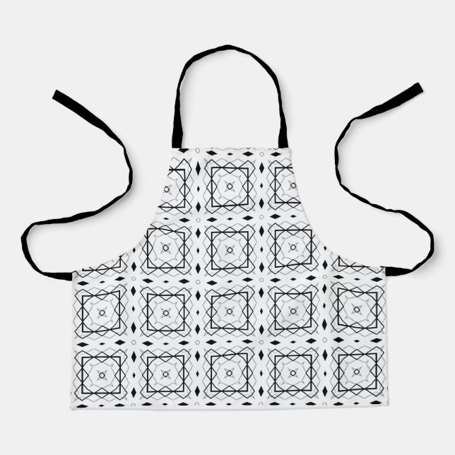 Geometrisches weißes Schwarz-Silber-Muster Schürze (Vorderseite)