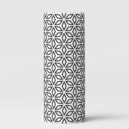 Geometrisches weißes Schwarz-Silber-Muster Stumpenkerze