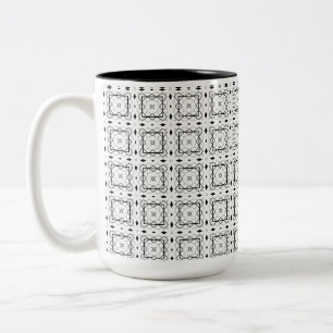 Geometrisches weißes Schwarz-Silber-Muster Zweifarbige Tasse